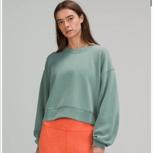 Lululemon perfectly oversized cropped crew. Tidewater teal size 4